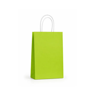 Small Lime Green Paper Gift Bags with Handles, 15 Pack – 5.9 x 8.3 in