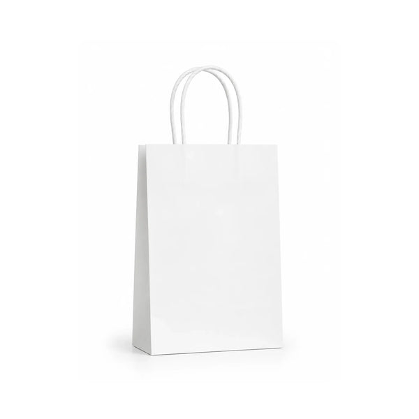 Small White Paper Gift Bags with Handles, 15 Pack – 5.9 x 8.3 in