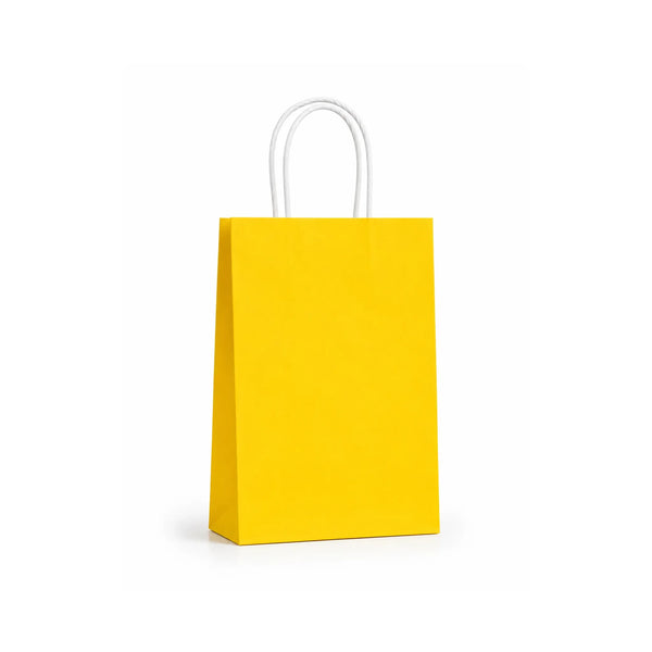 Small Yellow Paper Gift Bags with Handles, 15 Pack – 5.9 x 8.3 in
