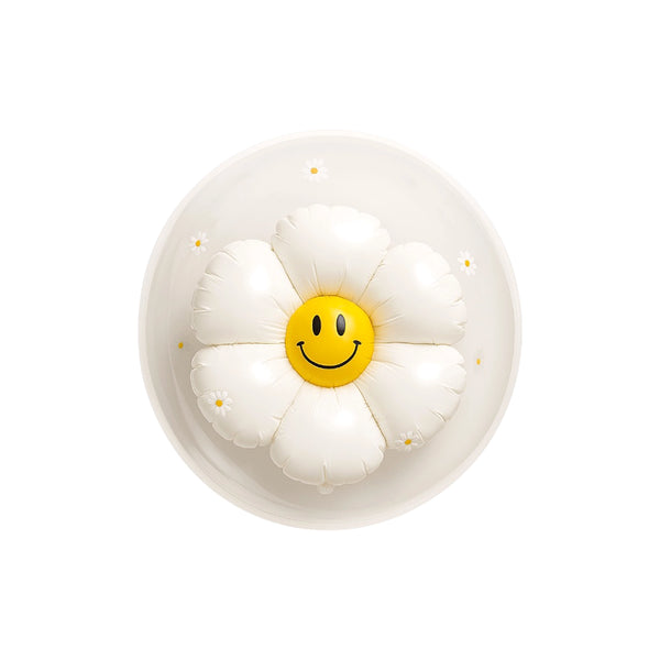 Smiley Daisy Flower Bubble Balloon in White, 24-inch
