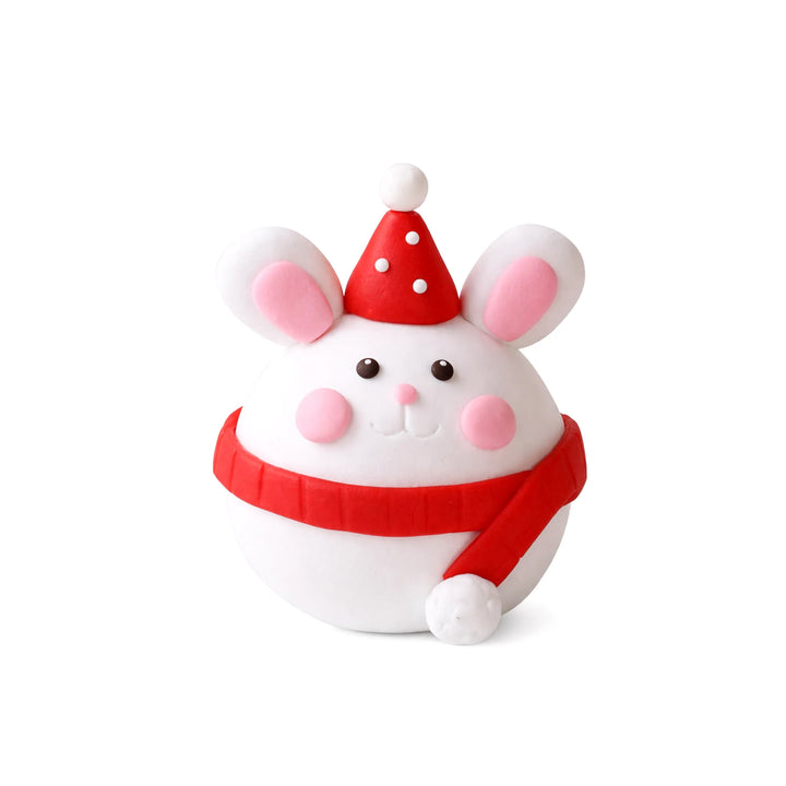 Strawberry Bunny Cake Topper, 2.05-inch Height – White Bunny with Red Party Hat