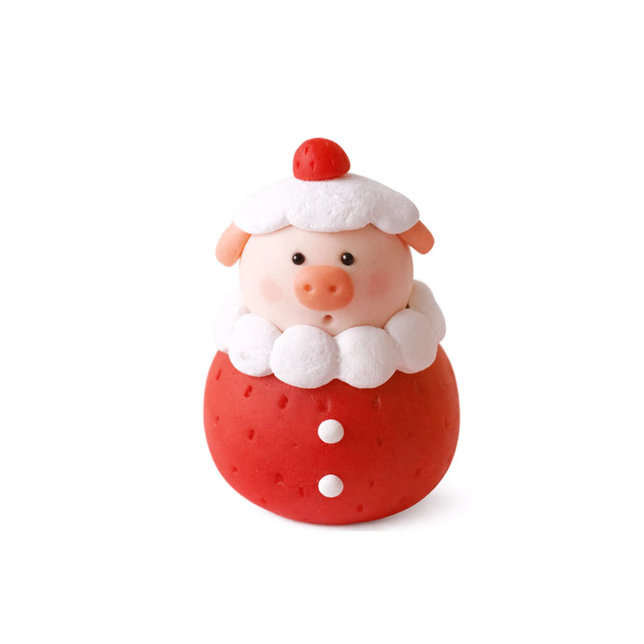 Strawberry Pig Cake Topper, 2.28-inch Height – Cute Red Strawberry Animal Decoration
