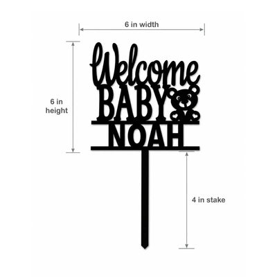 Welcome Baby Cake Topper Dimensions – 6-Inch Topper with 4-Inch Stake