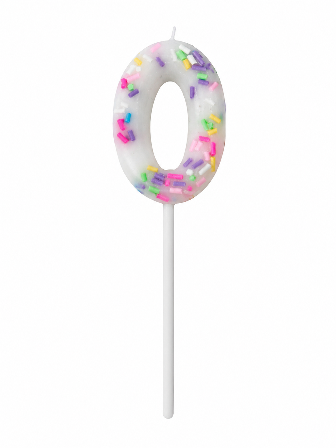 White Sprinkle Number Birthday Candle 0 – Birthday Cake Number Candle