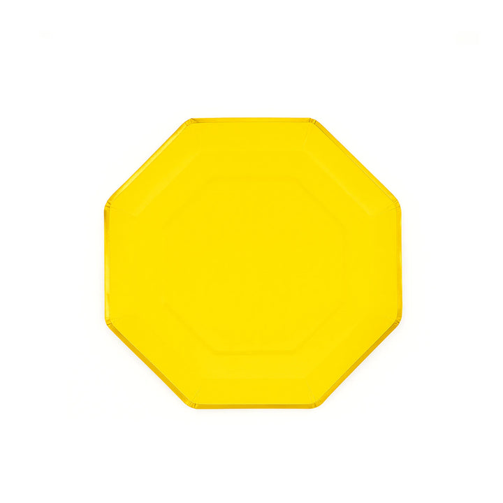 Yellow Octagon Paper Plate, 7-inch – Solid Dessert Plate