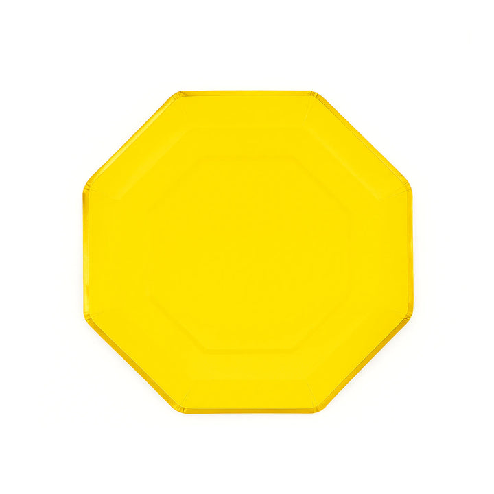 Yellow Octagon Paper Plate, 9-inch – Bright Solid Yellow